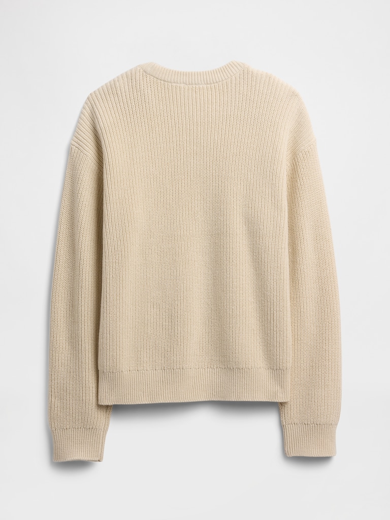 Kids Relaxed Shaker-Stitch Crewneck Sweater