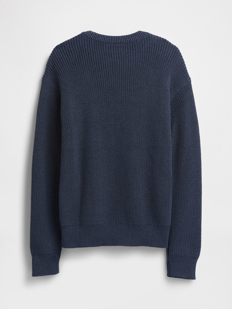 Kids Relaxed Shaker-Stitch Crewneck Sweater