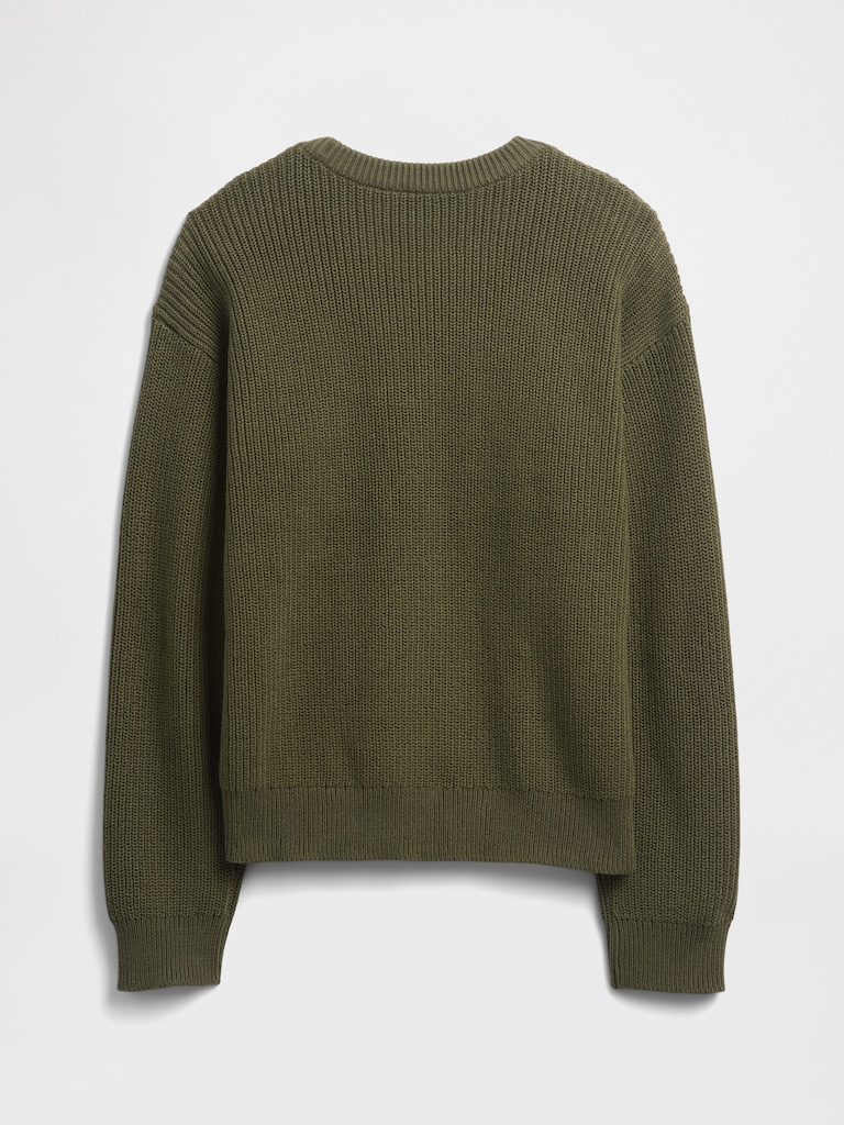 Kids Relaxed Shaker-Stitch Crewneck Sweater