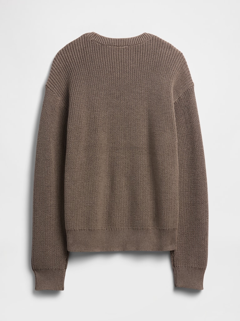 Kids Relaxed Shaker-Stitch Crewneck Sweater