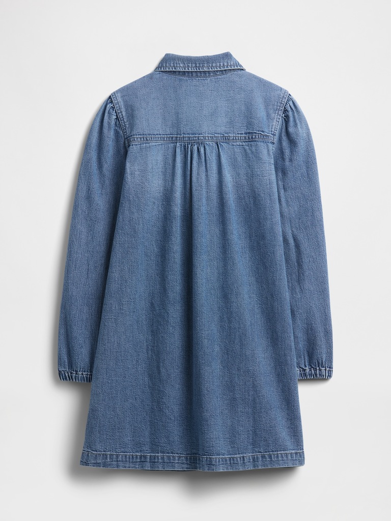 Kids Puff Sleeve Denim Dress