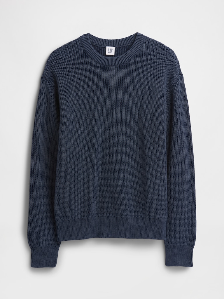 Kids Relaxed Shaker-Stitch Crewneck Sweater