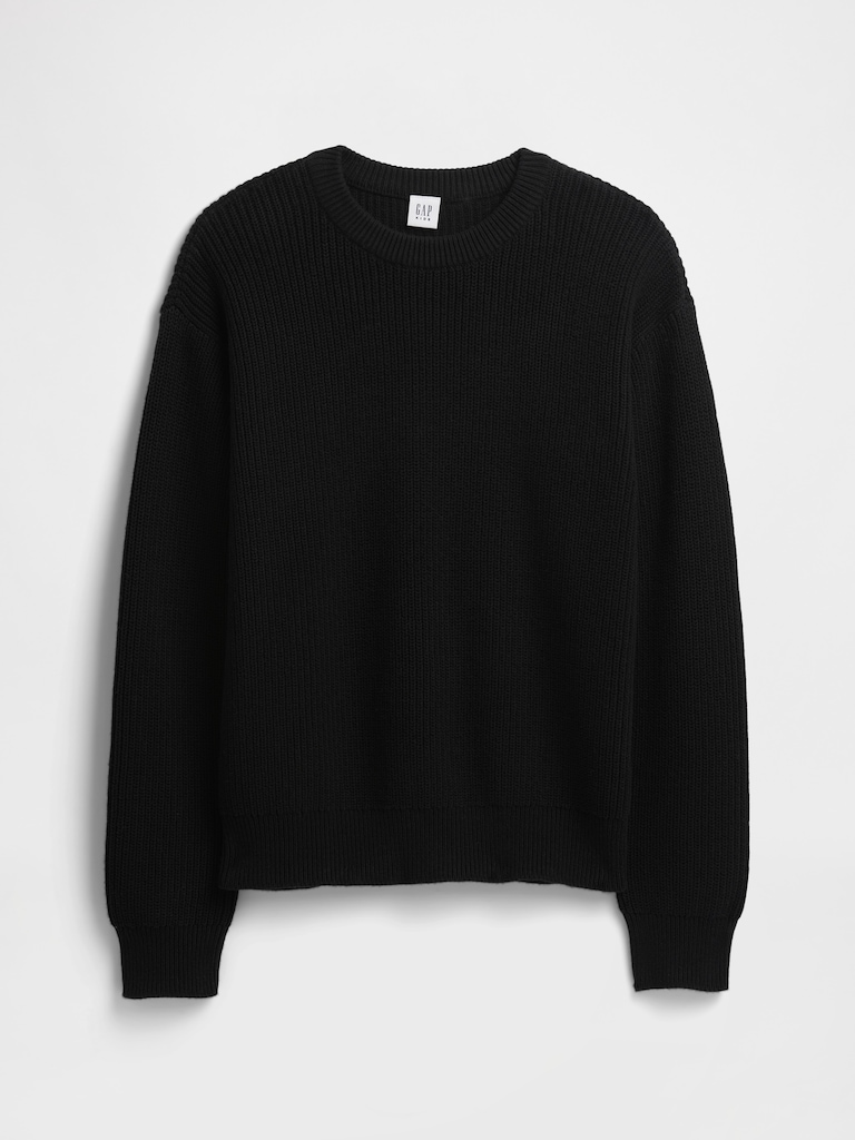 Kids Relaxed Shaker-Stitch Crewneck Sweater