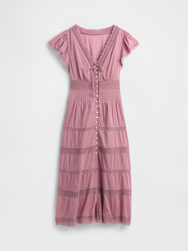 Lace-Trim Midi Dress