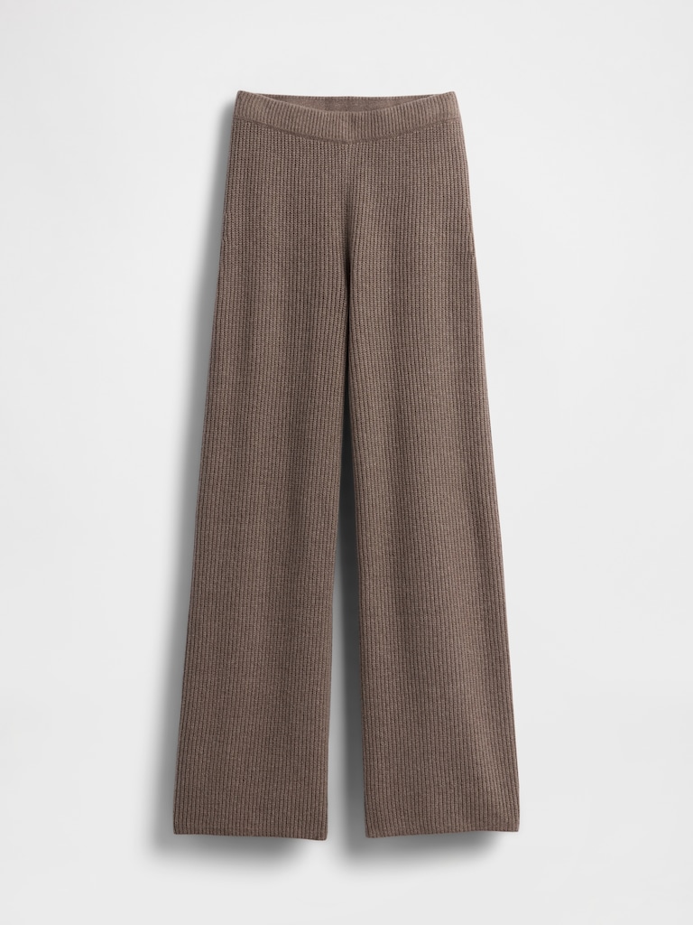 CashSoft Shaker-Stitch Sweater Pants
