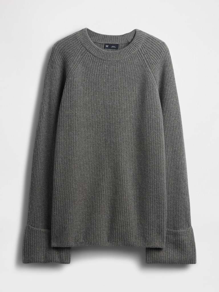CashSoft Shaker-Stitch Boyfriend Sweater