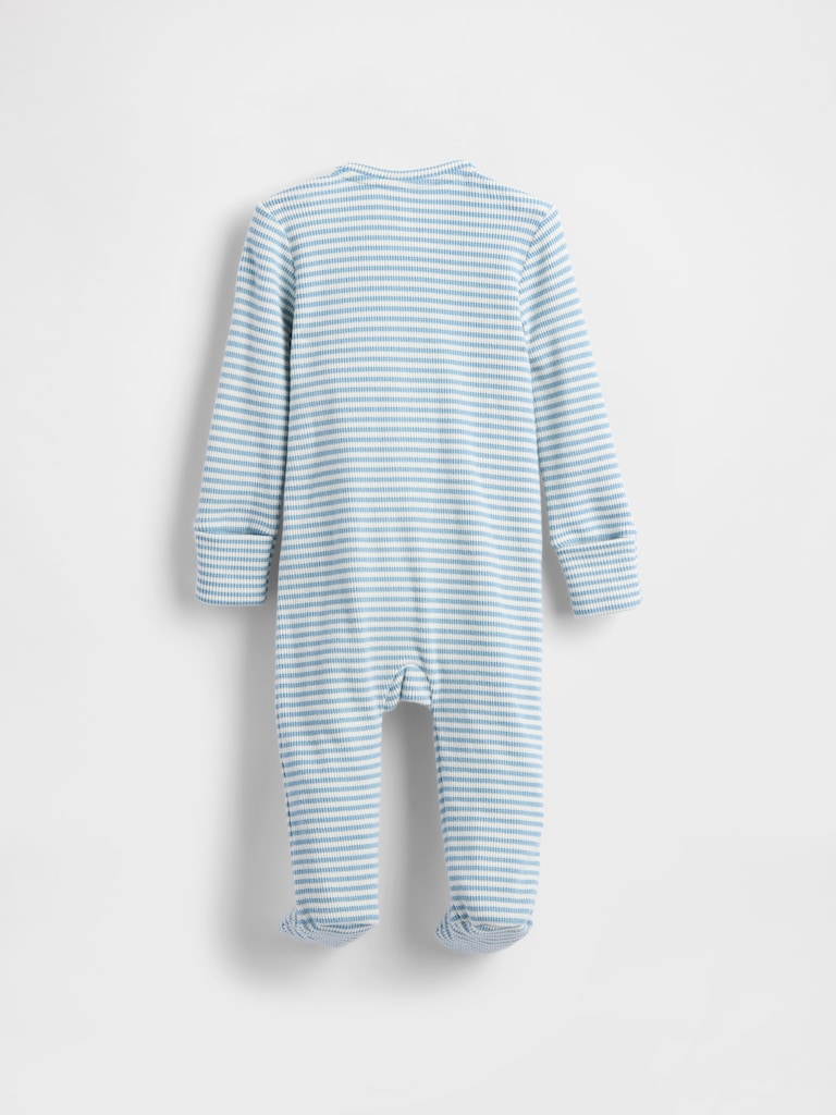 Baby Softspun Waffle Bear Pocket Footed One-Piece