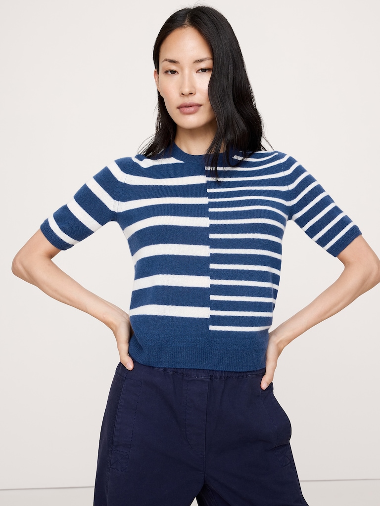 Lightweight Cashmere Short-Sleeve Sweater