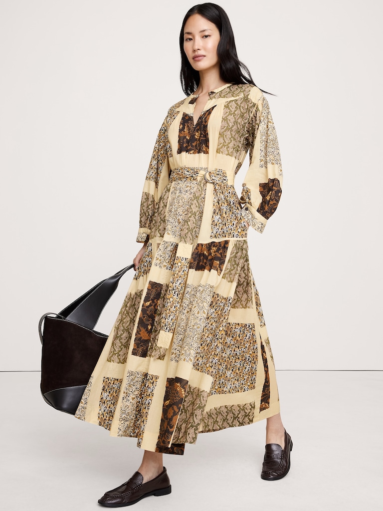 Cotton Tiered Maxi Shirt Dress