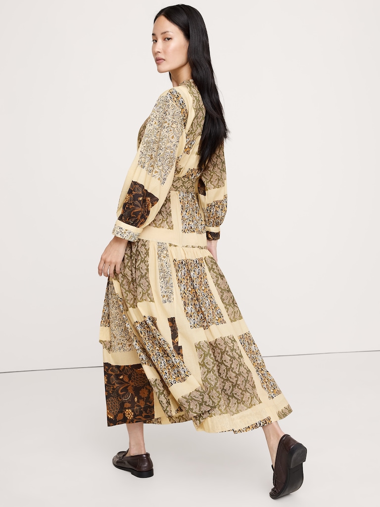 Cotton Tiered Maxi Shirt Dress