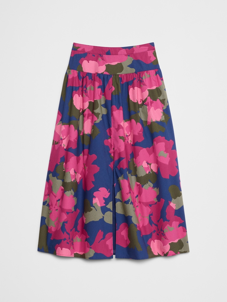 Poplin Dropped-Waist Maxi Skirt