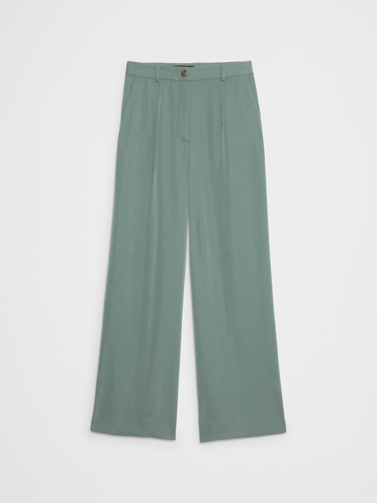 Wide-Leg High-Rise Sheen Trouser