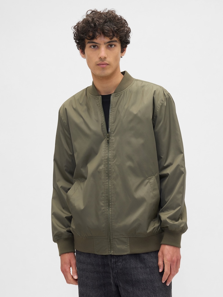 100% Recycled Relaxed Ripstop Bomber Jacket