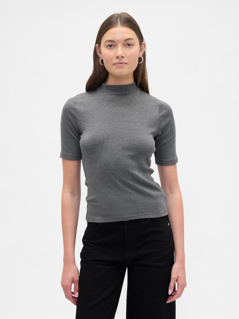 Modern Ribbed Mockneck T-Shirt