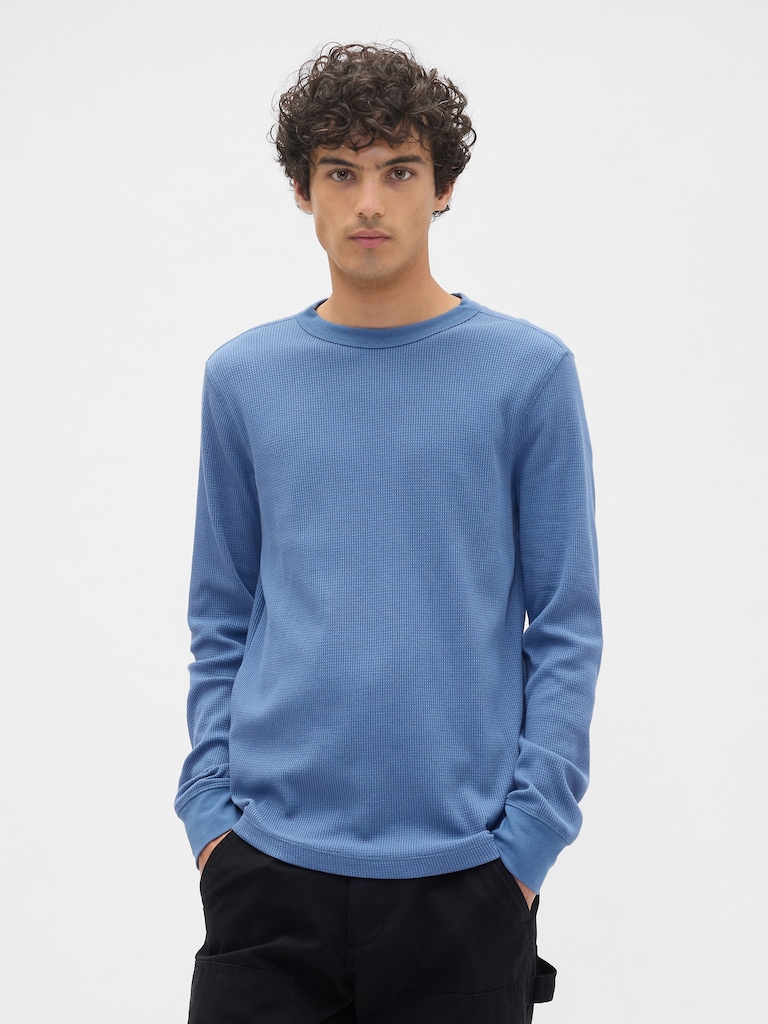 Waffle-Knit Crewneck T-Shirt