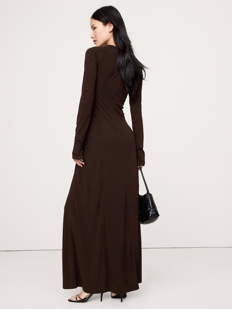 Paneled Knit Maxi Dress