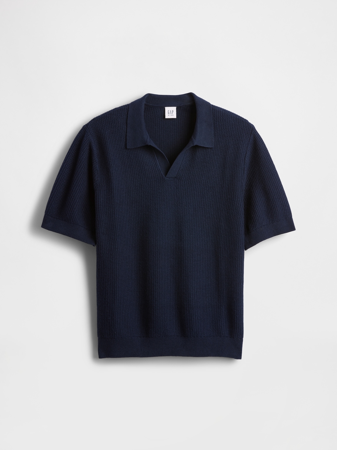 Kids Johnny-Collar Waffle Shirt