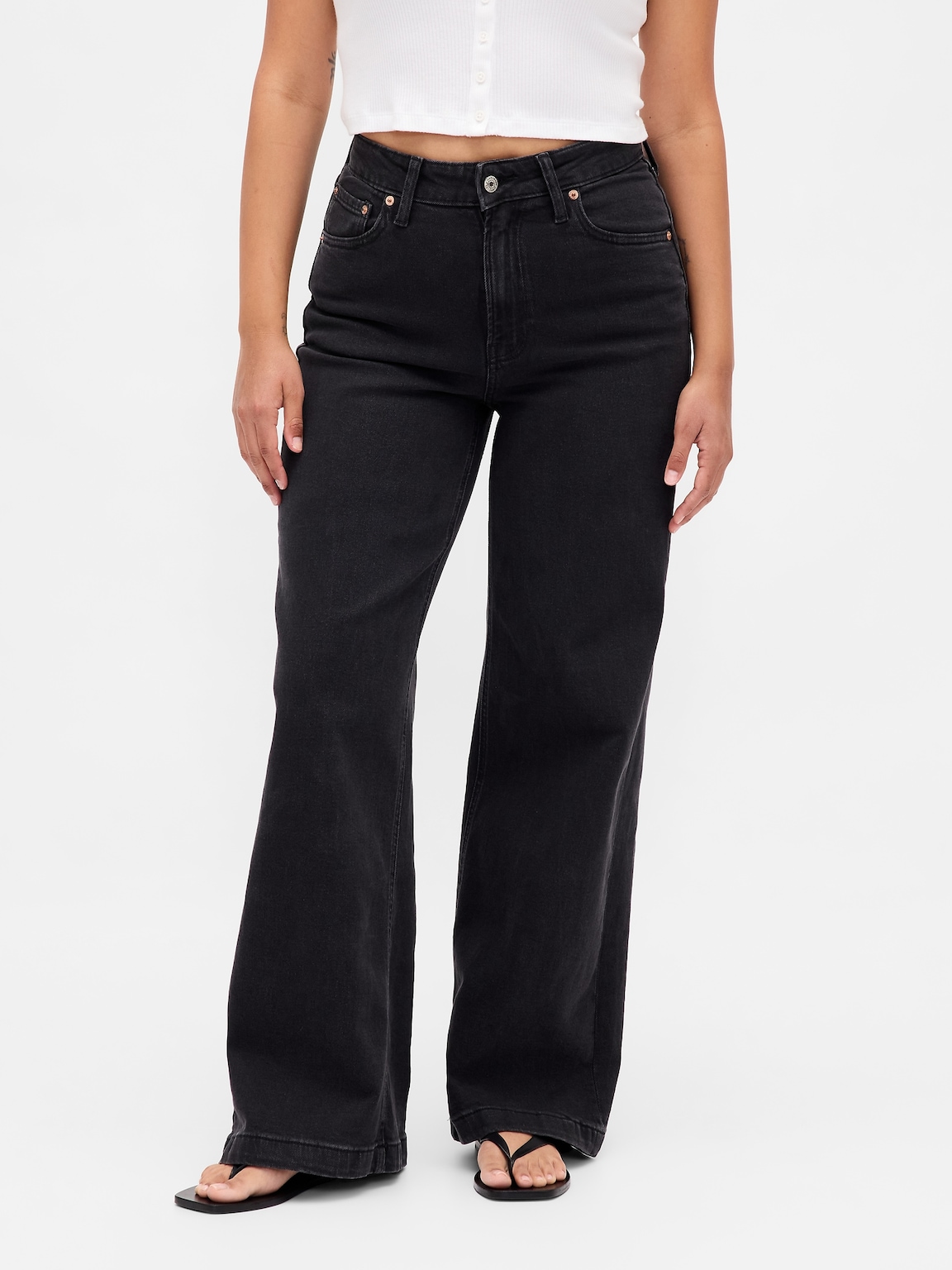 Curvy High Rise Stride Wide-Leg Jeans