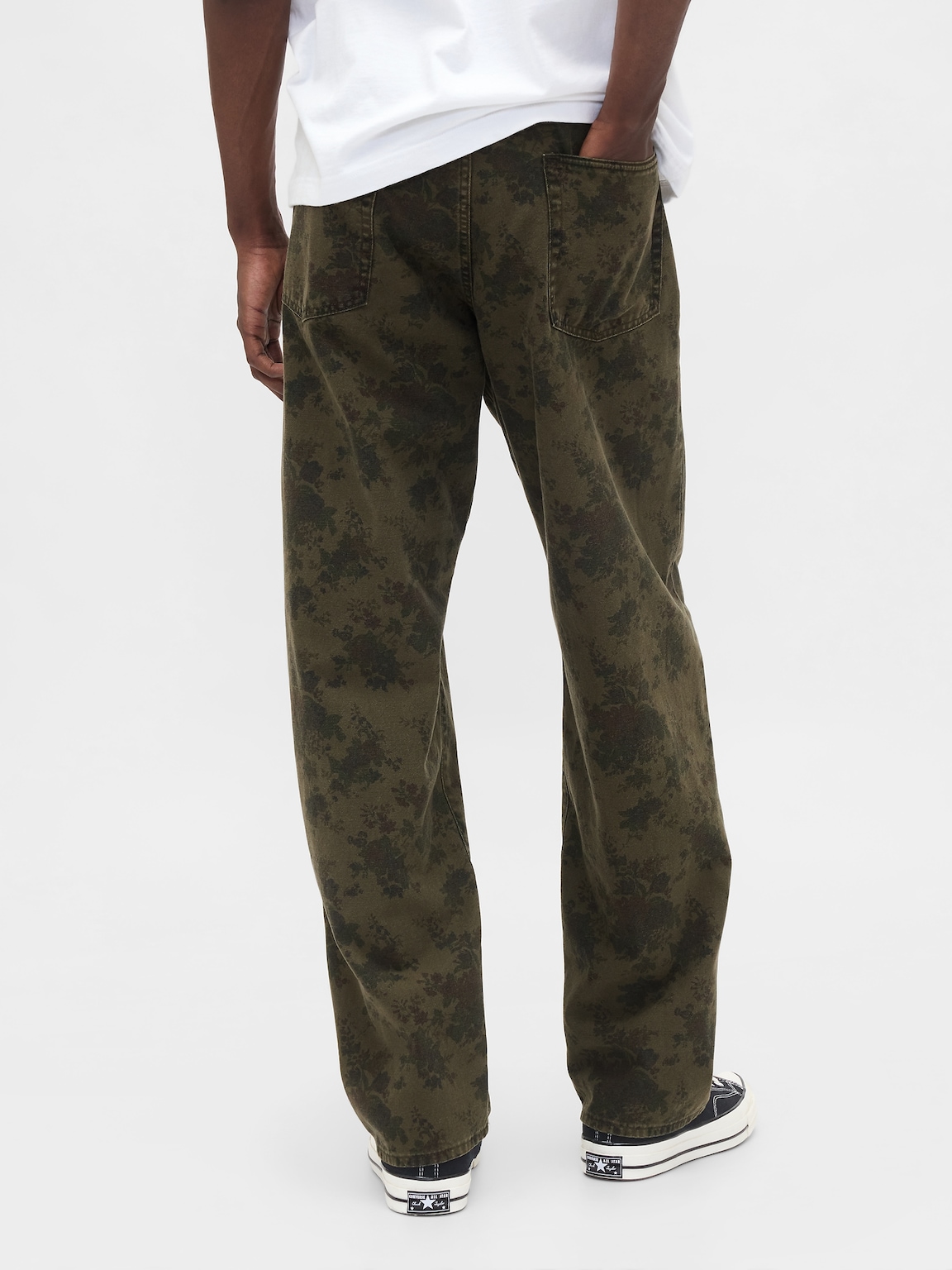 Floral Canvas Baggy Jeans