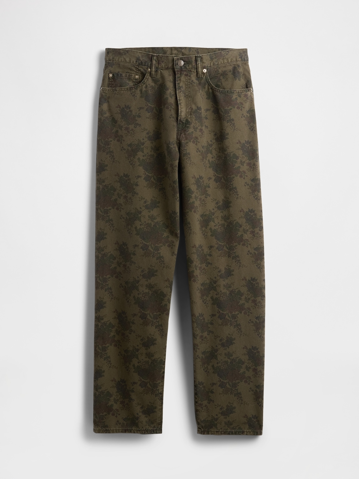 Floral Canvas Baggy Jeans