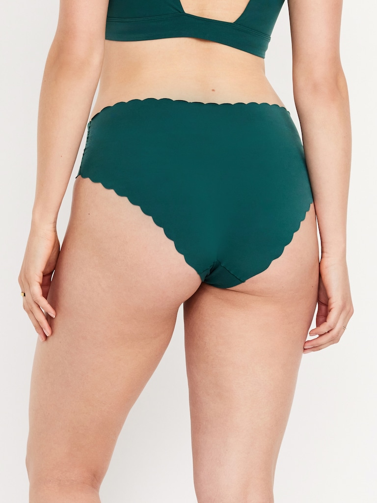 Low-Rise No-Show Scalloped Hipster Underwear