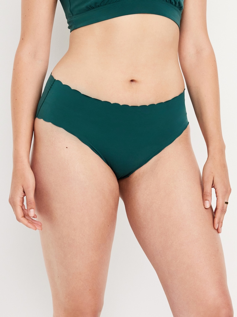 Low-Rise No-Show Scalloped Hipster Underwear