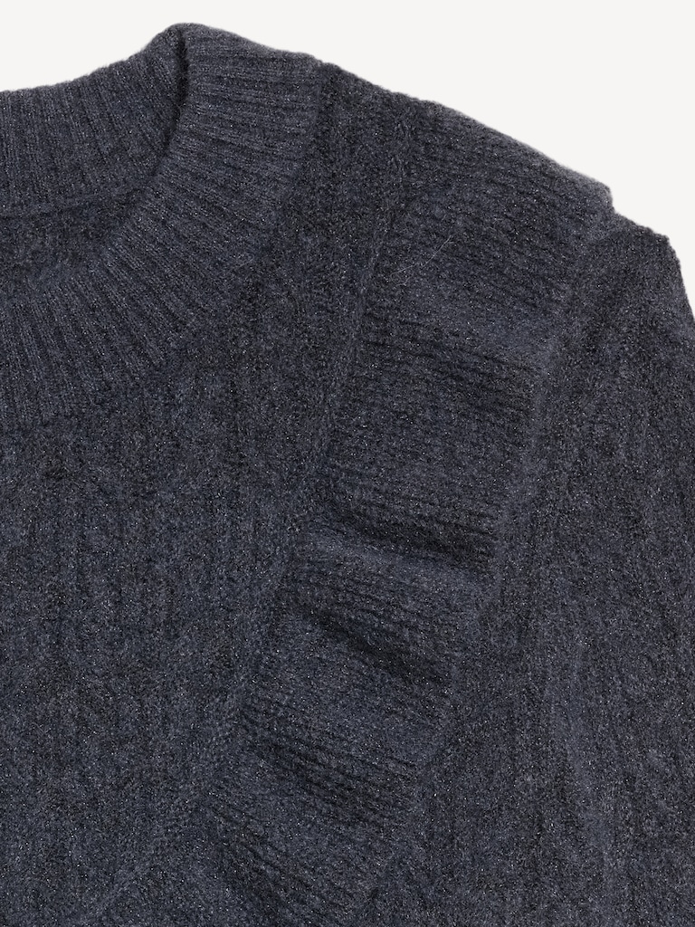 Wool-Blend Cropped Ruffle Sweater