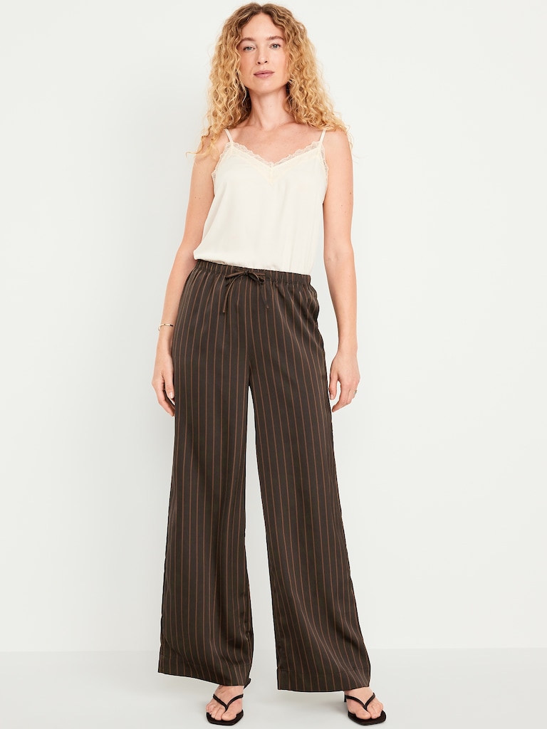 High-Waisted Satin Wide-Leg Pants