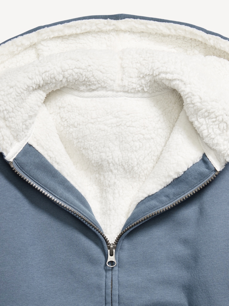 Logo-Graphic Sherpa-Lined Zip Hoodie for Boys
