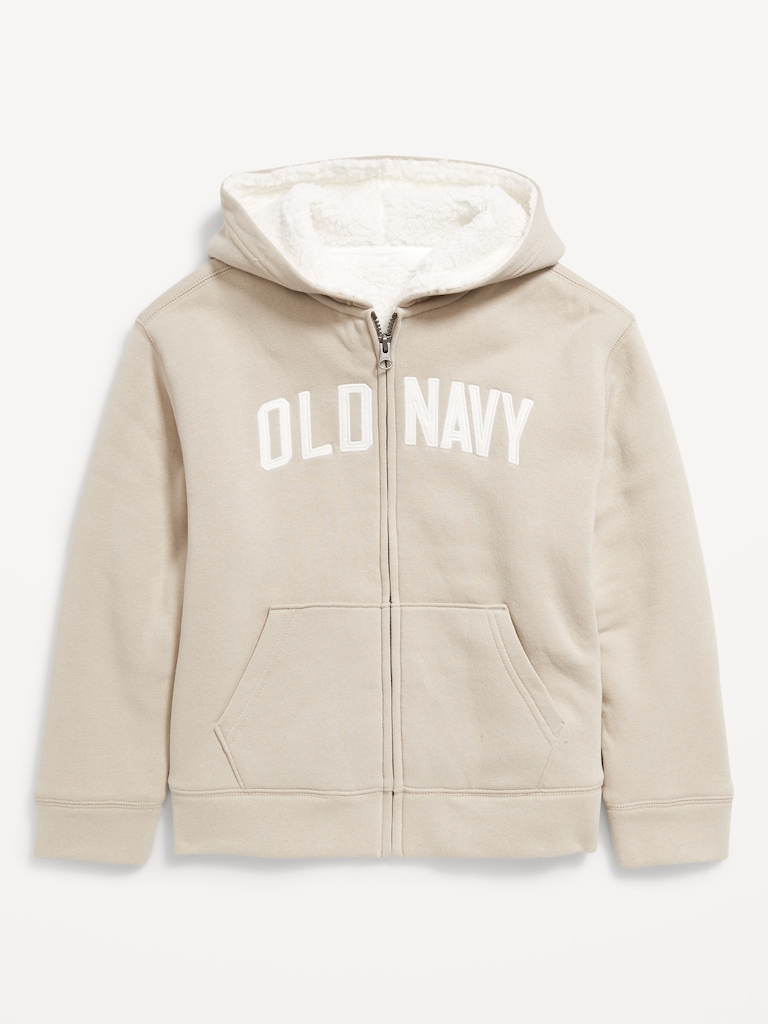 Logo-Graphic Sherpa-Lined Zip Hoodie for Boys