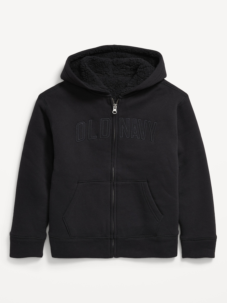 Logo-Graphic Sherpa-Lined Zip Hoodie for Boys
