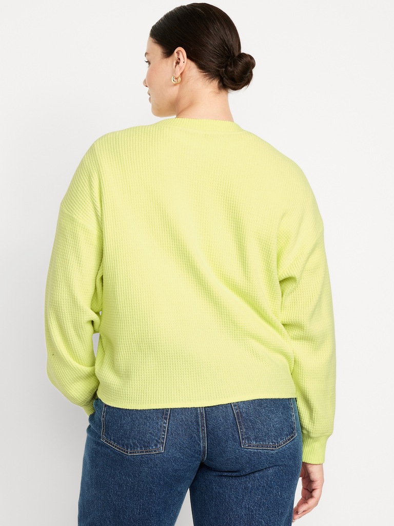 Oversized Cozy Waffle Henley Top