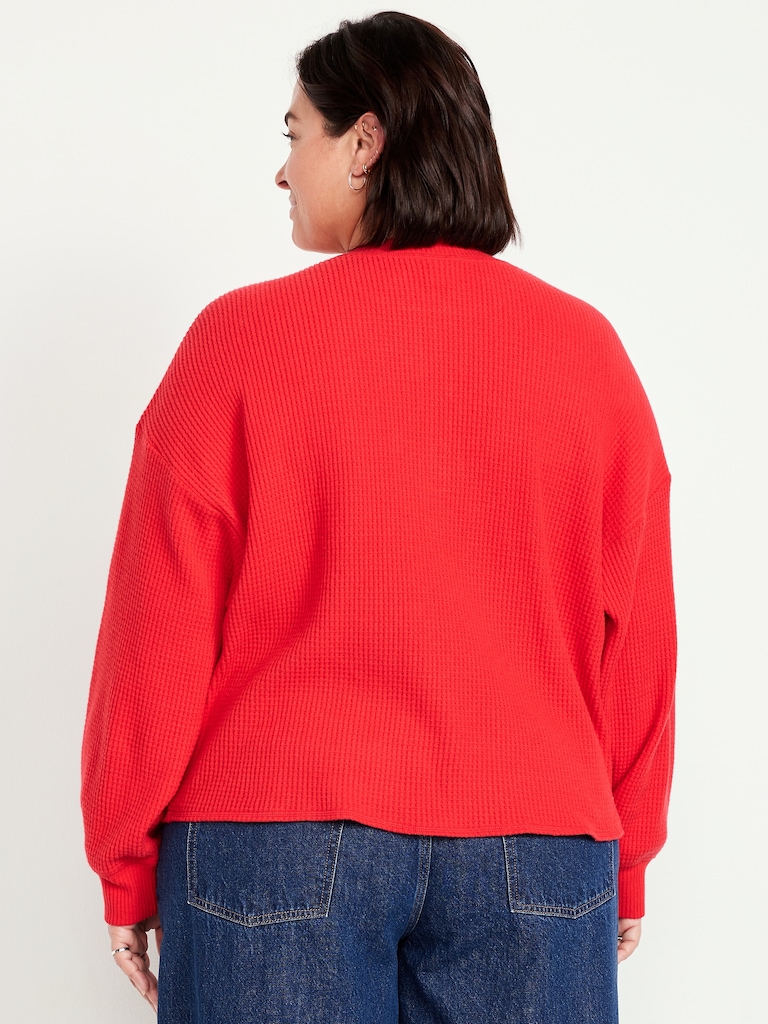 Oversized Cozy Waffle Henley Top