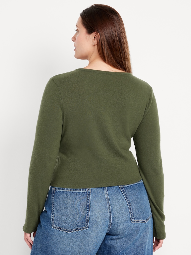 Long-Sleeve Wrap-Front Top