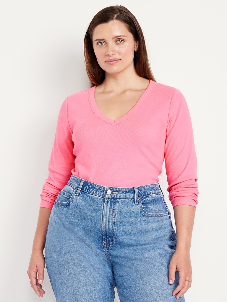 Cozy Snug Long-Sleeve V-Neck T-Shirt