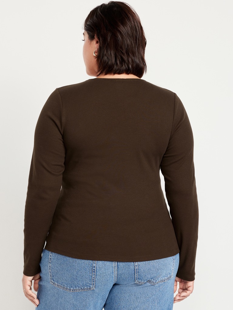 Long-Sleeve Square-Neck Top