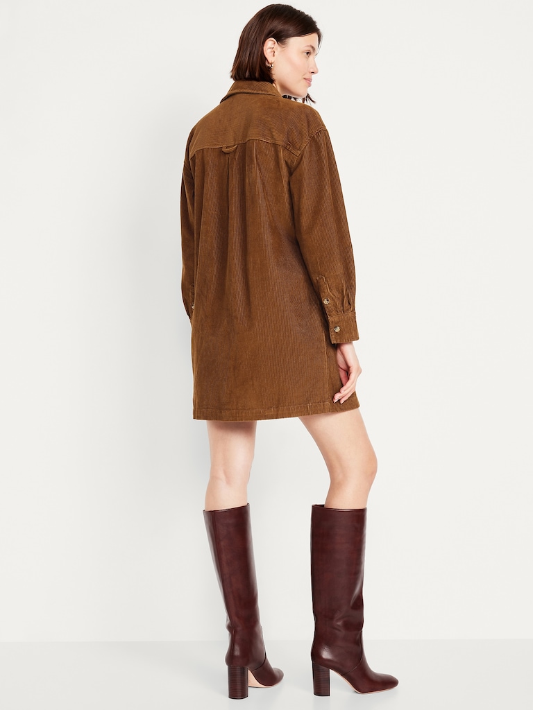 Corduroy Mini Shirt Dress