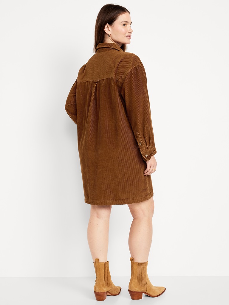 Corduroy Mini Shirt Dress