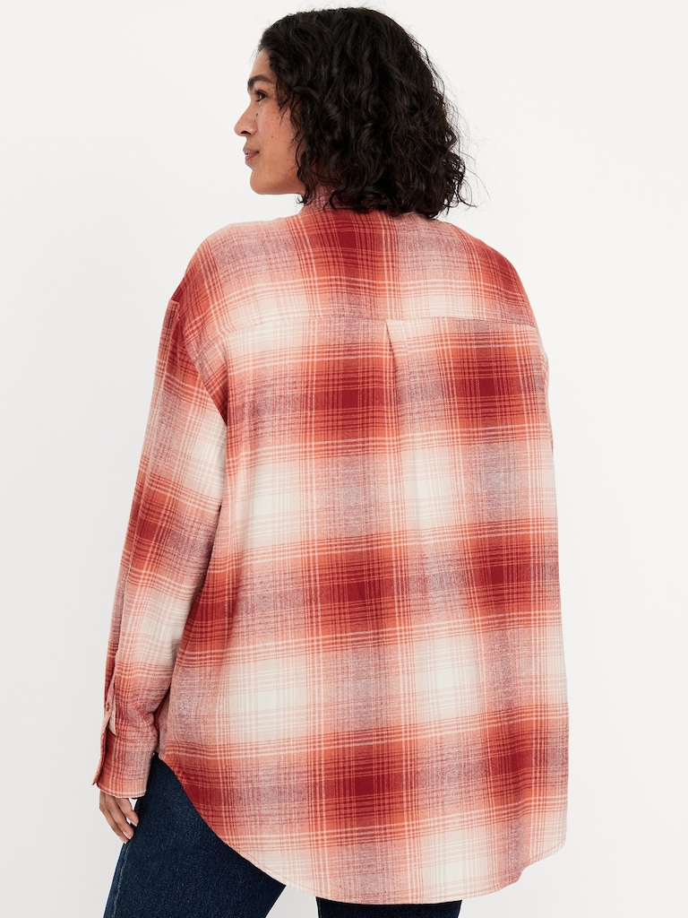 Plaid Flannel Button-Down Boyfriend Shirt