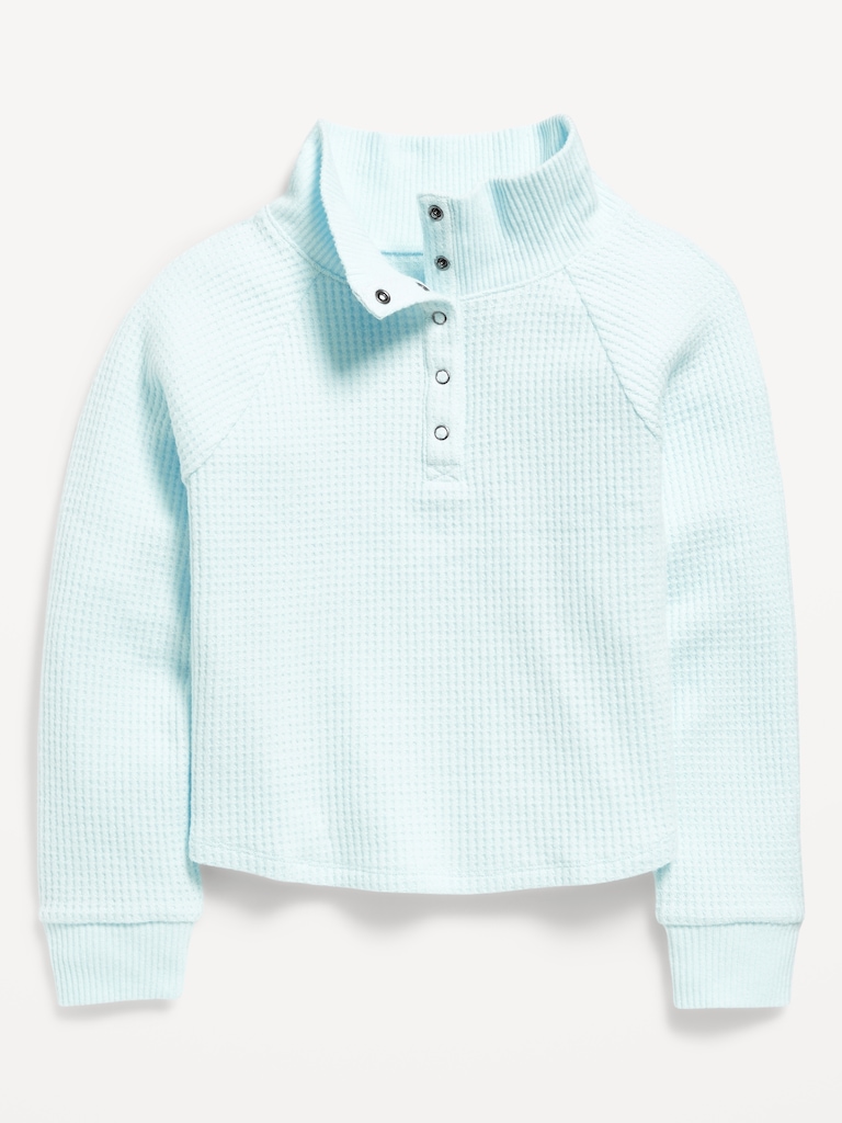 CozePlush Waffle-Knit Henley Top for Girls