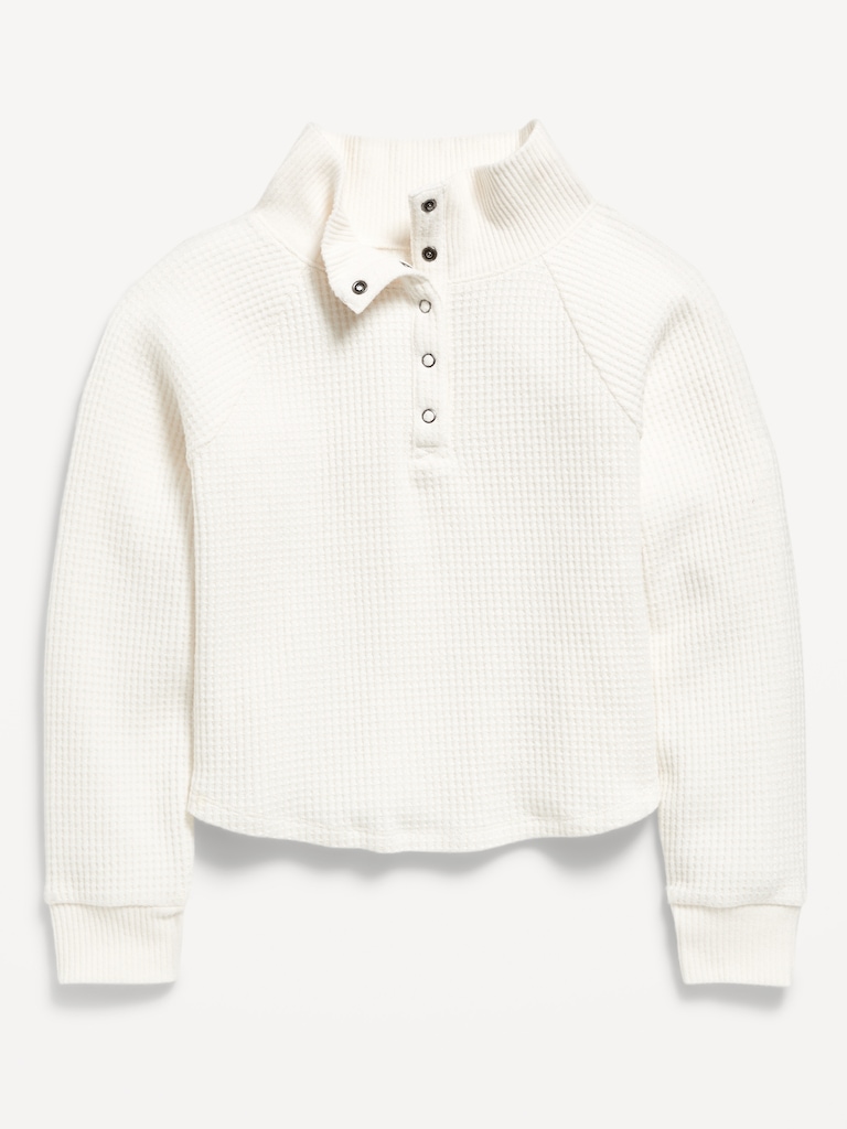 CozePlush Waffle-Knit Henley Top for Girls