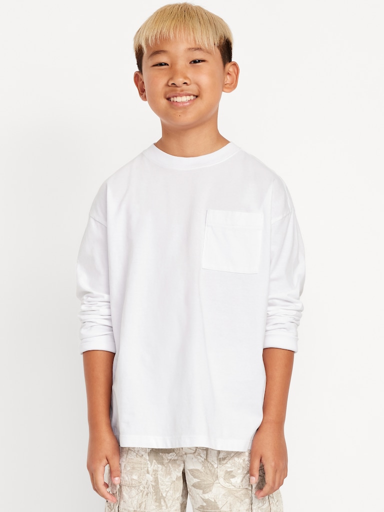 Oversized Long-Sleeve Pocket T-Shirt for Boys
