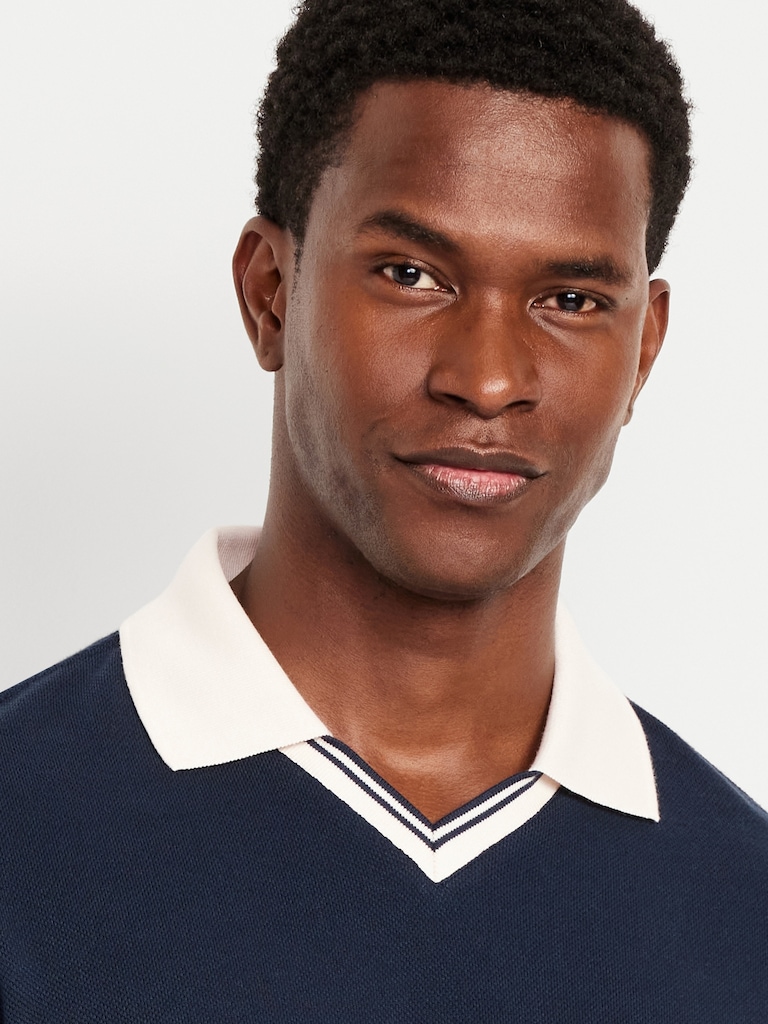Long-Sleeve V-Neck Polo