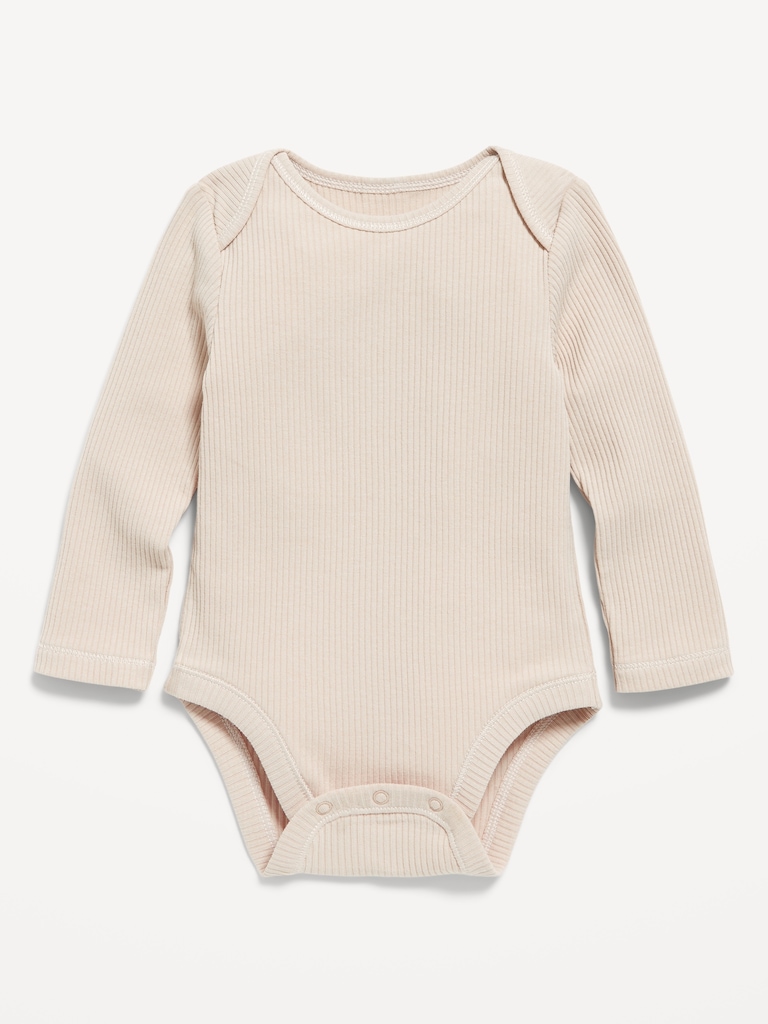 Unisex Long-Sleeve Ribbed Bodysuit for Baby