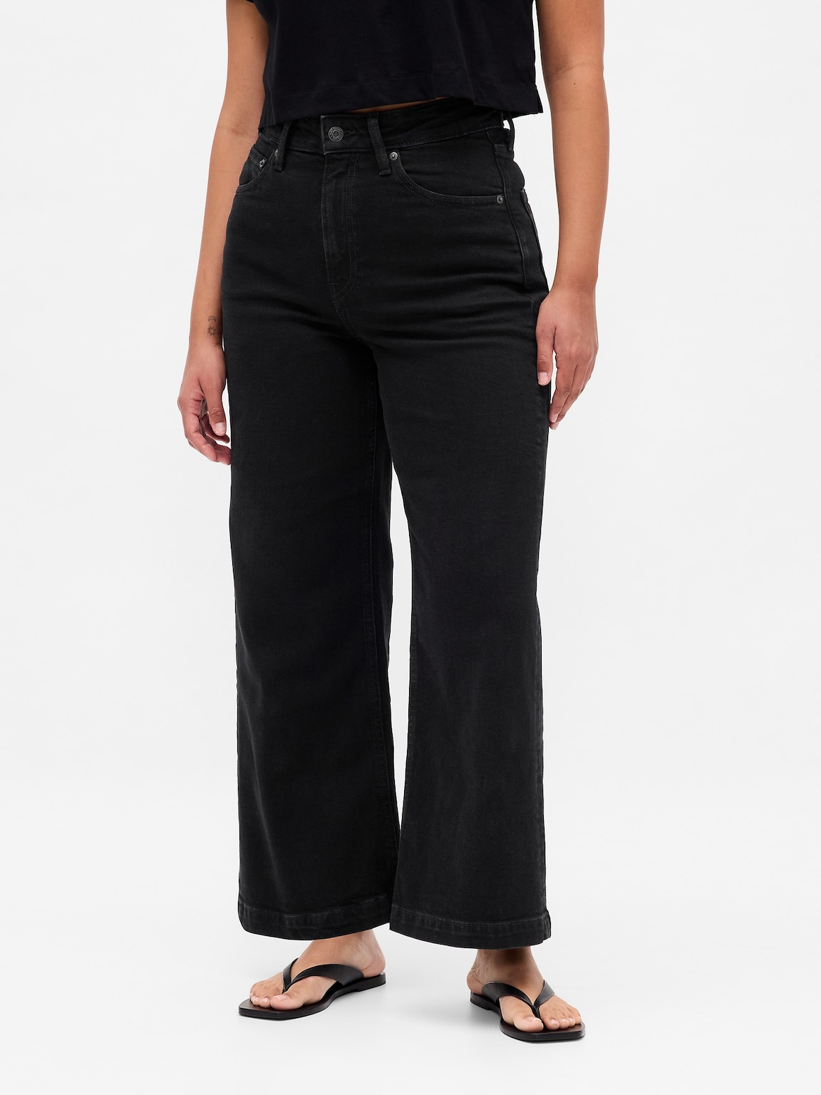 Curvy High Rise Stride Wide-Leg Ankle Jeans