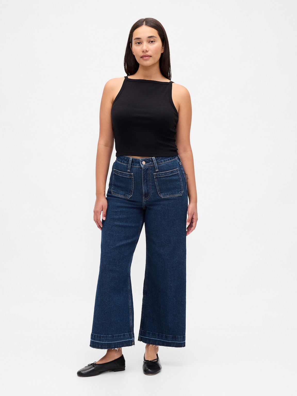 Curvy High Rise Stride Wide-Leg Ankle Jeans