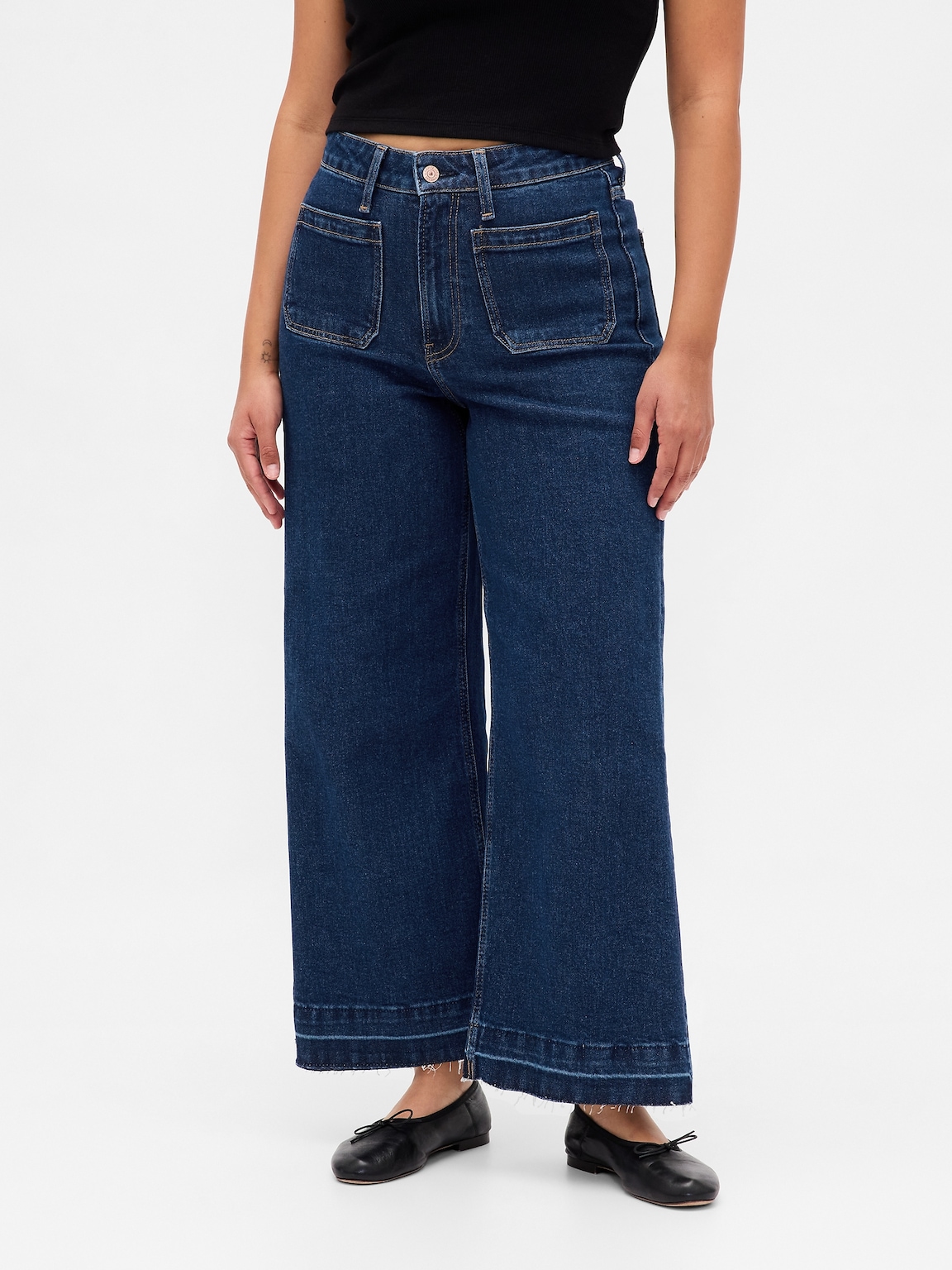 Curvy High Rise Stride Wide-Leg Ankle Jeans