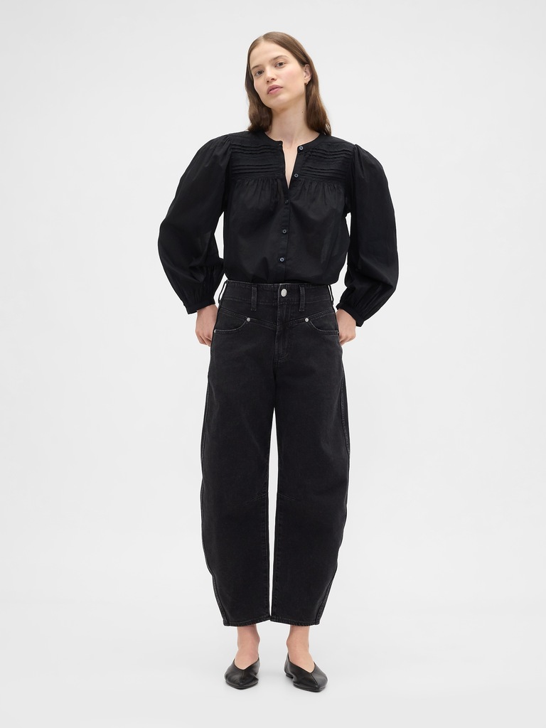 Relaxed Puff Sleeve Lace Top