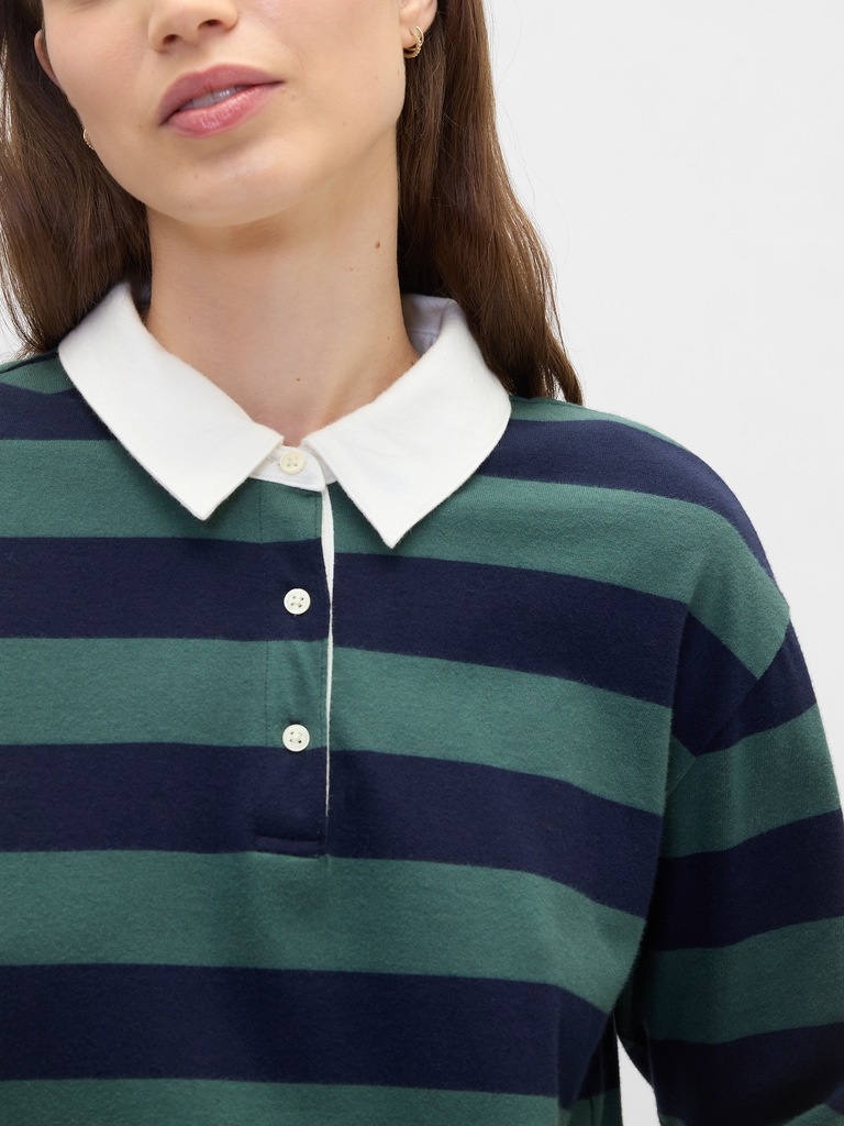 Oversized Stripe Rugby Polo Shirt