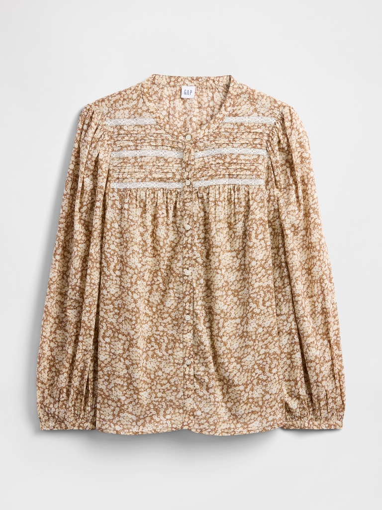 Relaxed Puff Sleeve Lace Top